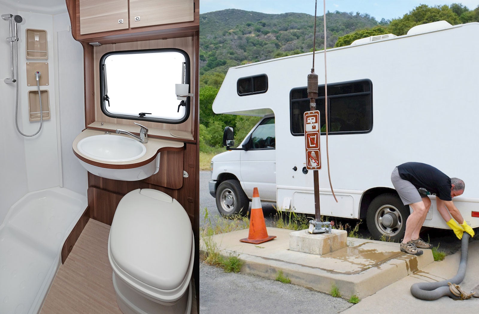 Portable RV/camper toilet and holding tank setup in New Albany, Indiana